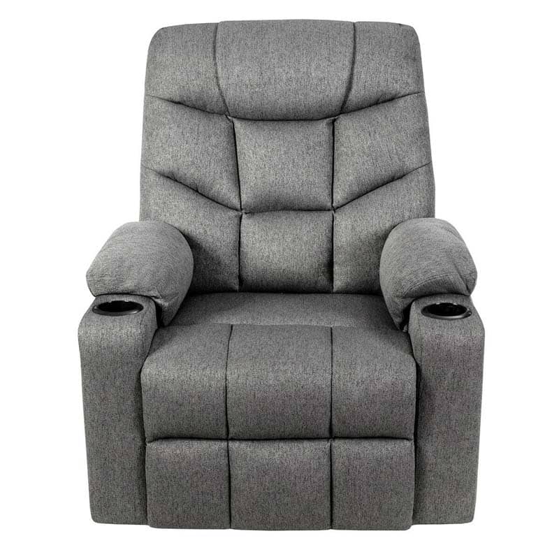 Heated Power Lift Recliner Fabric Massage Reclining Sofa, Elderly Lift Chair with 8 Point Massage, 2 Side Pockets Cup Holders, USB Port