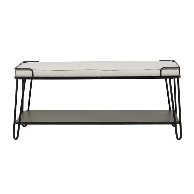 Industrial Upholstered Metal Bench Black Olivia amp May