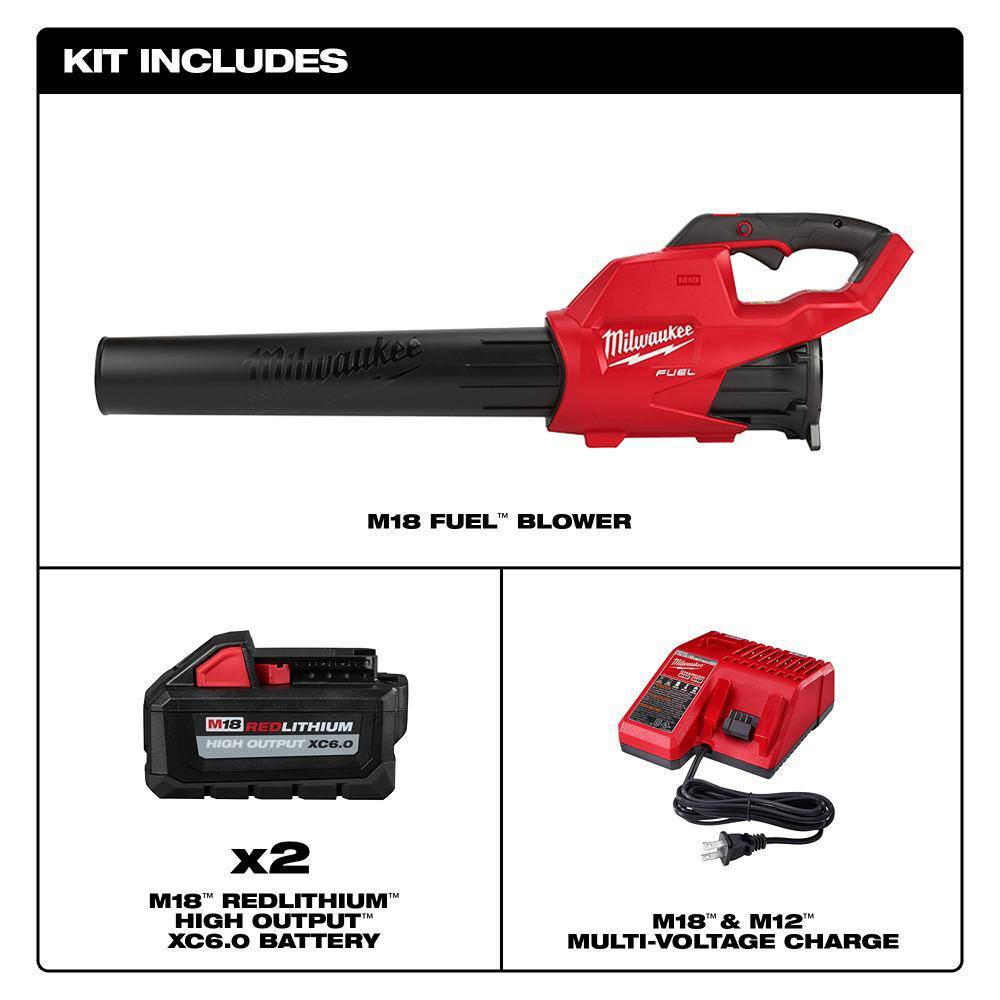 MW M18 FUEL 120 MPH 450 CFM 18V Brushless Cordless Handheld Blower wTwo 6.0 Ah Batteries Charger 2724-20-48-59-1862S