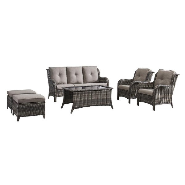 2 Piece Outdoor Ottoman Wicker Patio Ottomans