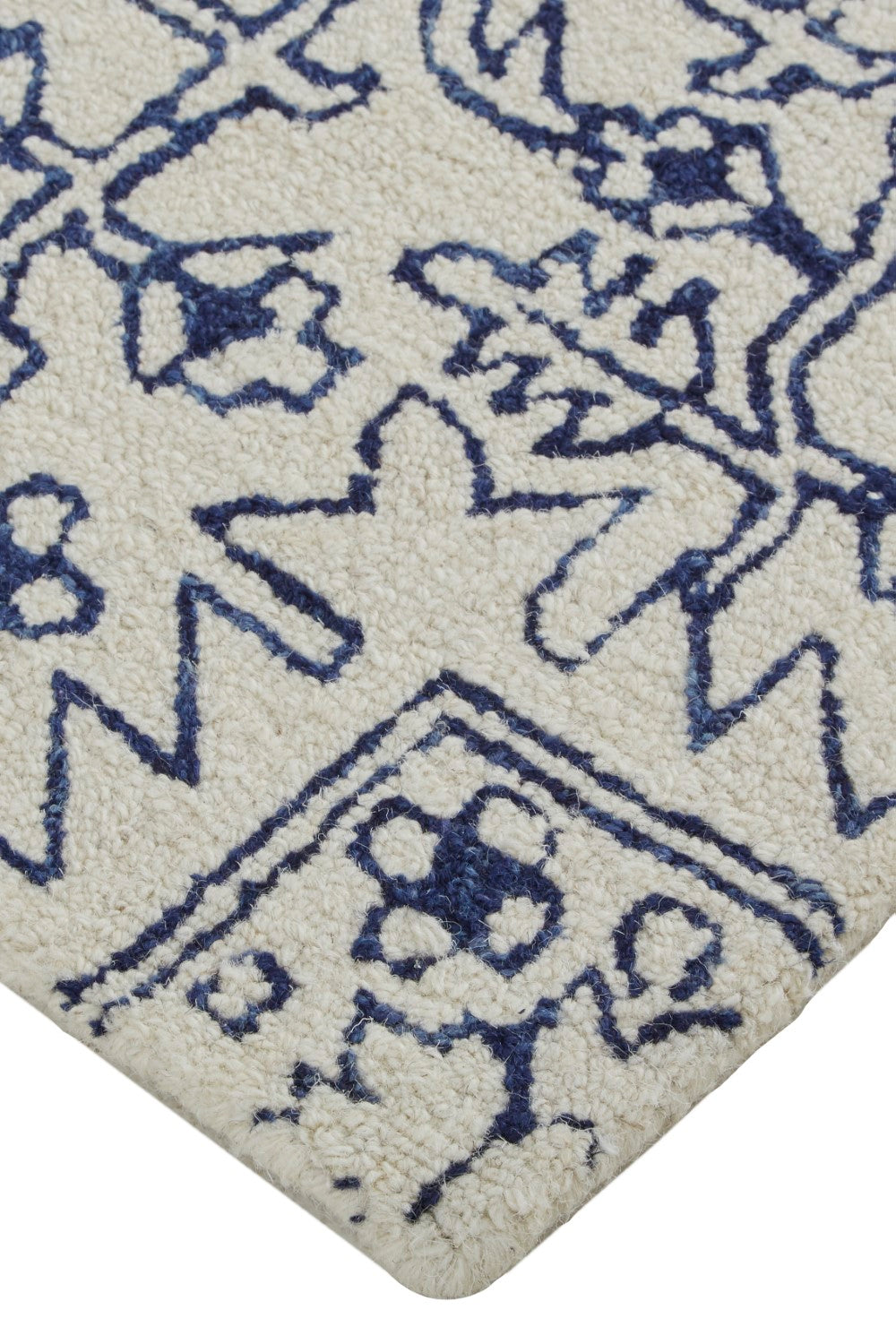 Natal Hand-Tufted Medallion Ivory/Navy Rug