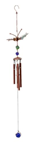 Stained Glass Flitting Butterfly Copper Metal Wind Chime 23