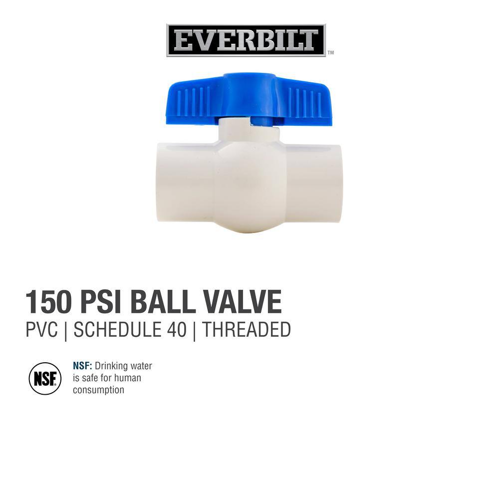 Everbilt 1 in. PVC FIP x FIP Sch. 40 Ball Valve 107-135EB