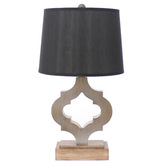 Benjara BM217247 Wooden Table Lamp with Quatrefoil...