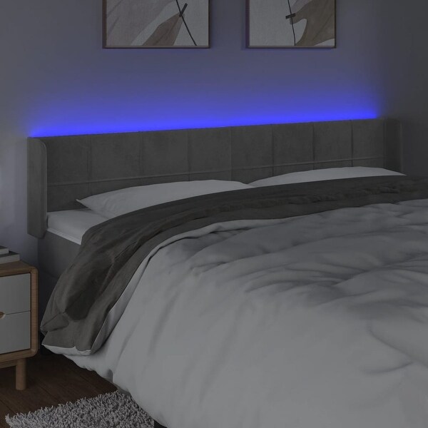 vidaXL LED Headboard Light/Dark Gray Velvet - - 37455492