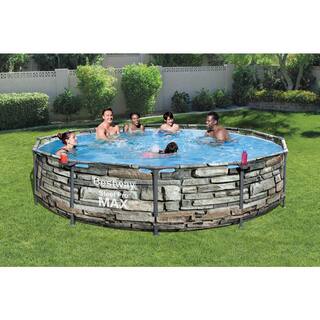 Bestway 56817E 12 ft. x 30 in. Steel Pro Max Round Above Ground Swimming Pool with Pump 56817E-BW