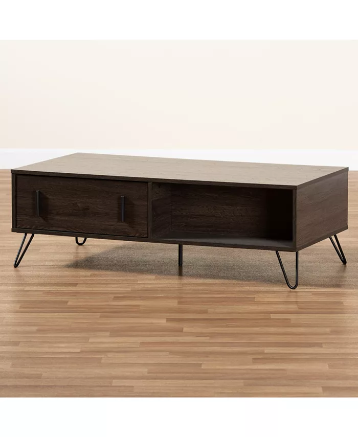 Baxton Studio Baldor Modern and Contemporary 47.2 Finished Wood and Finished Metal 2-Drawer Coffee Table