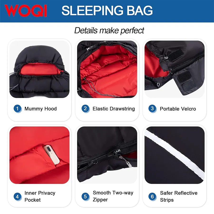 WOQI adult 600 filled down sleeping bag  super light sleeping bag in cold weather  suitable for backpacking  camping  and hiking