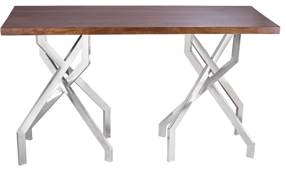 Dimond Home Stick Leggy Wood  ampMetal Console Table  Walnut  ampSilver   Contemporary   Console Tables   by Better Living Store  Houzz