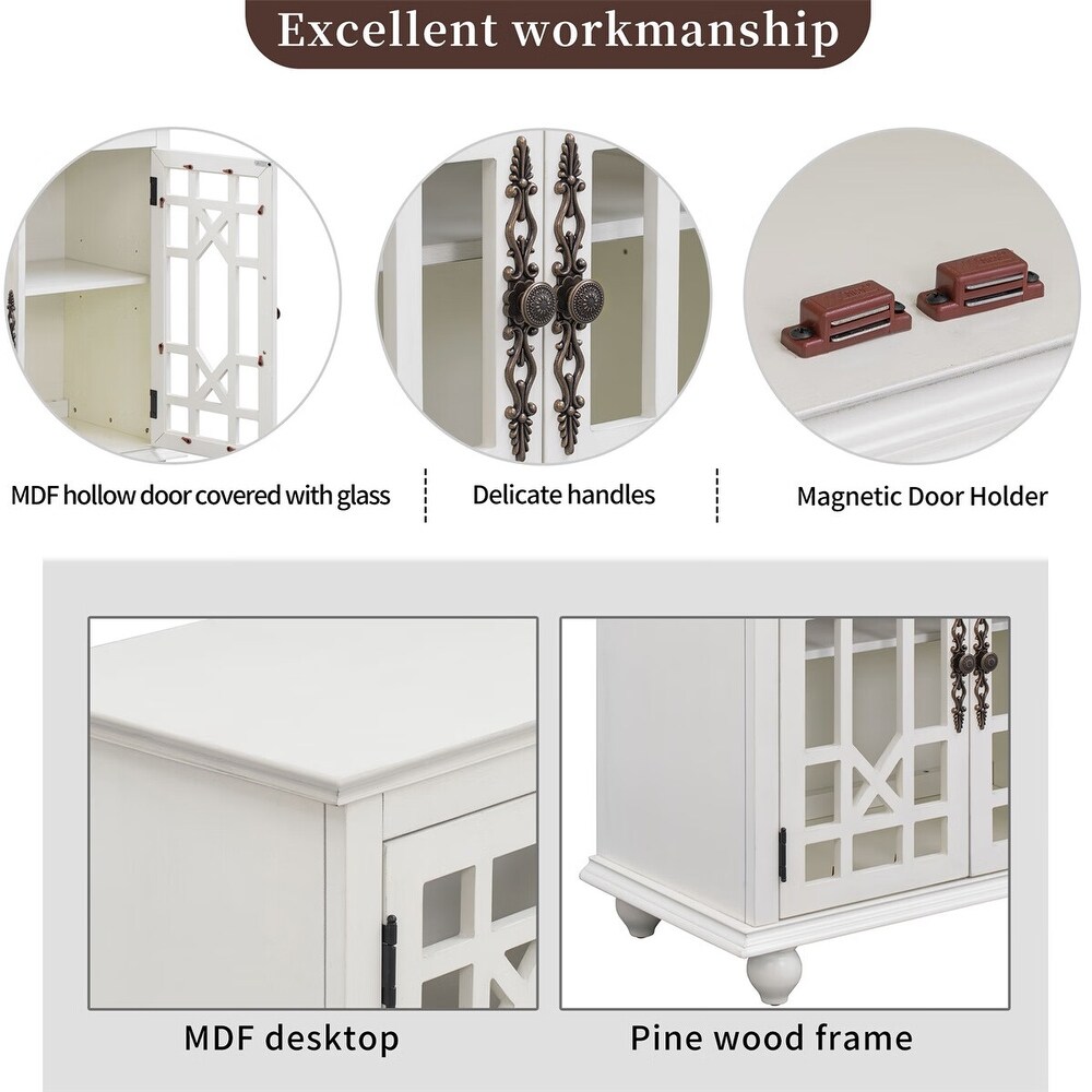 Merax 4 Acrylic Doors Sideboard with Adjustable Height Shelves