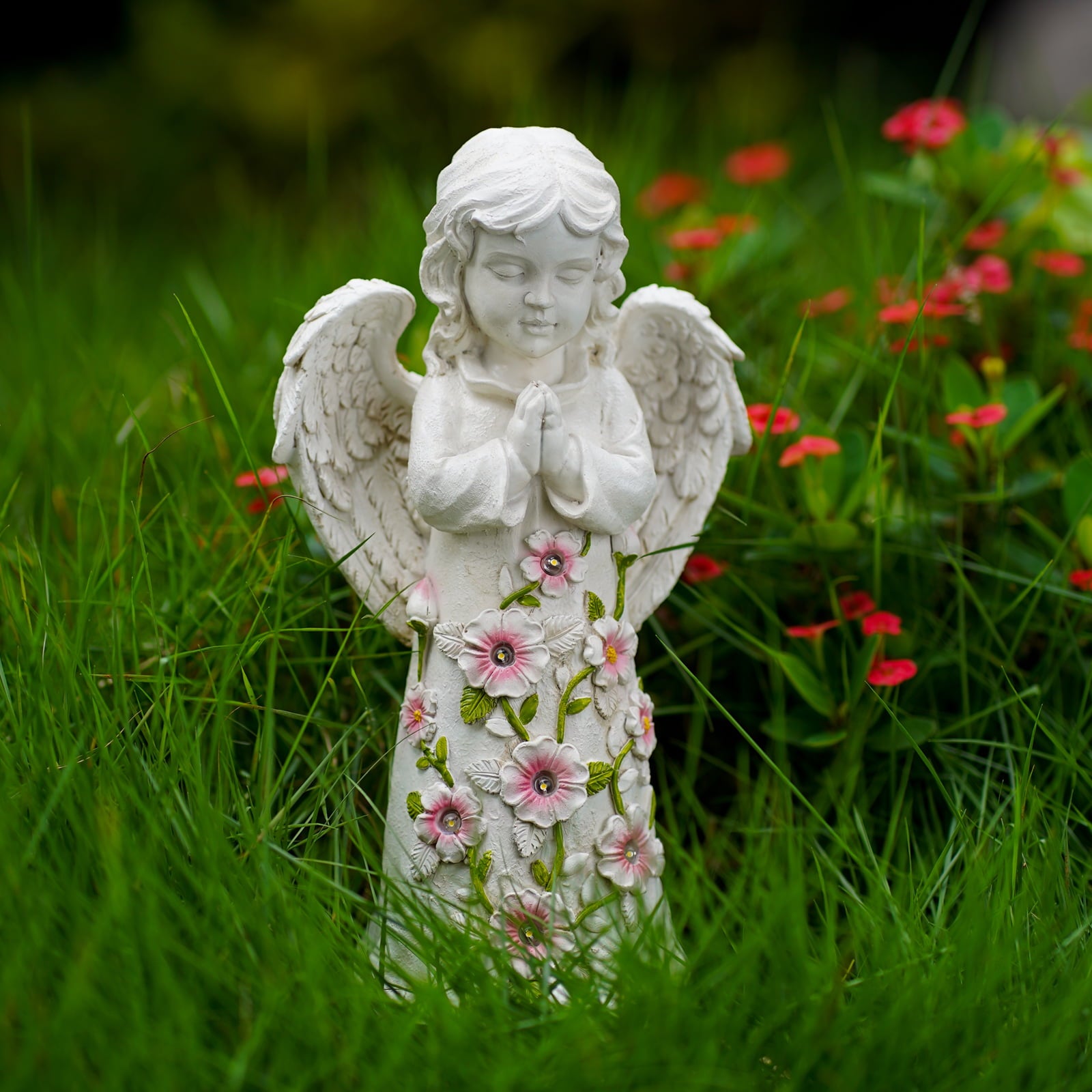 Goodeco Angel Outdoor Garden Decor Statues – Easter Decorations, Easter Gifts, Solar Garden Figurines Gifts for Mom Grandma or Cemetery Decorations for Grave Garden Memorial Stones