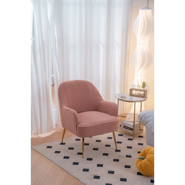 Modern Soft Teddy fabric Ergonomics Accent Chair Living Room Chair Bedroom Chair Home Chair With Gold Legs For Indoor Home