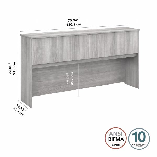 Bush Business Furniture Hybrid 72W Desk Hutch in Platinum Gray