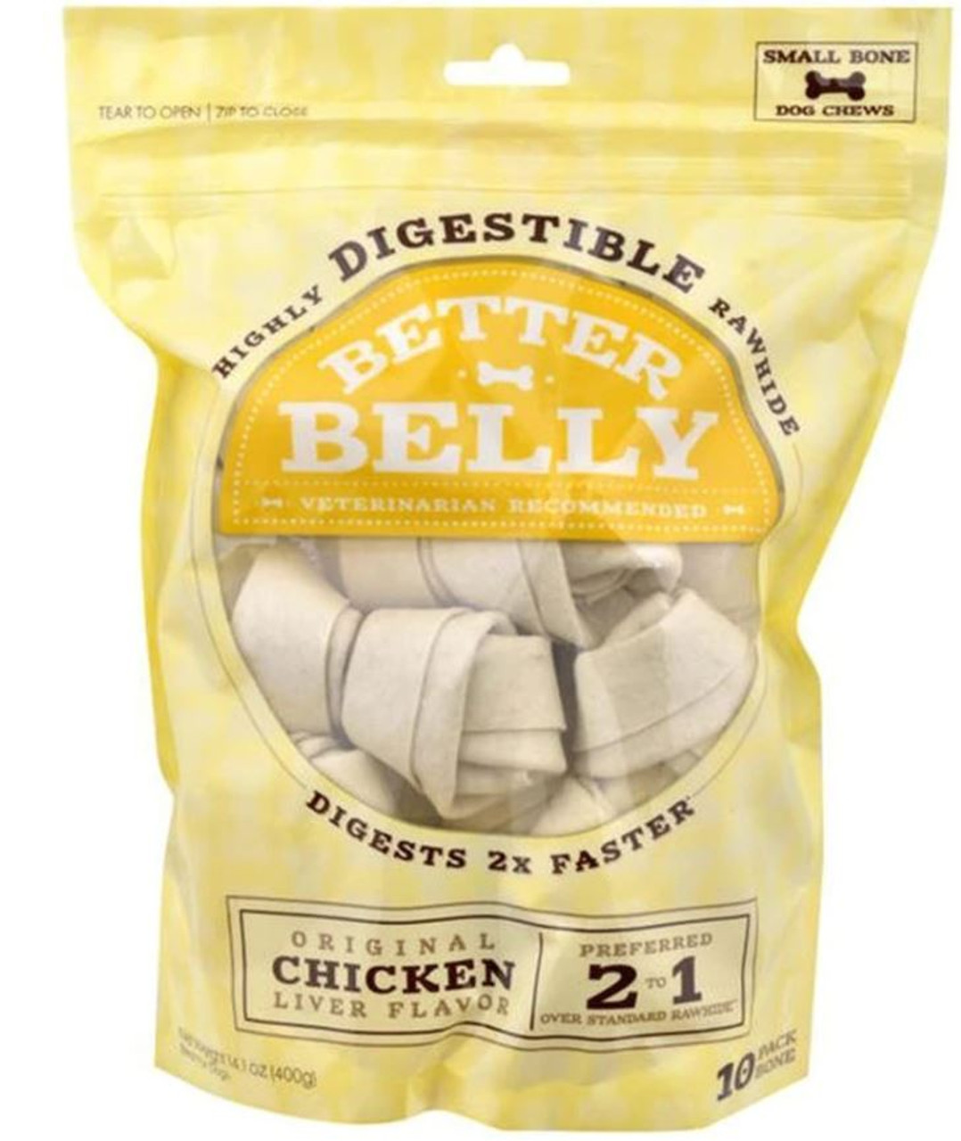 Better Belly Knotted Chicken Bones Dog Chews， SM-10 Pk.