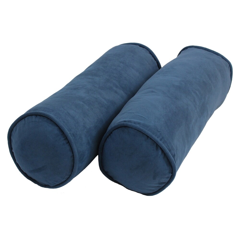 20 inch by 8 inch Corded Microsuede Bolster Pillows (Set of 2)