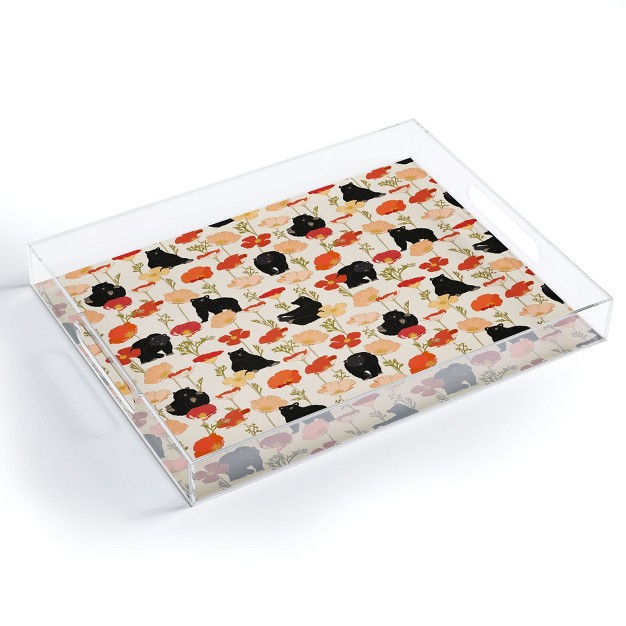 Iveta Abolina California Poppies And Bears Acrylic Tray Deny Designs