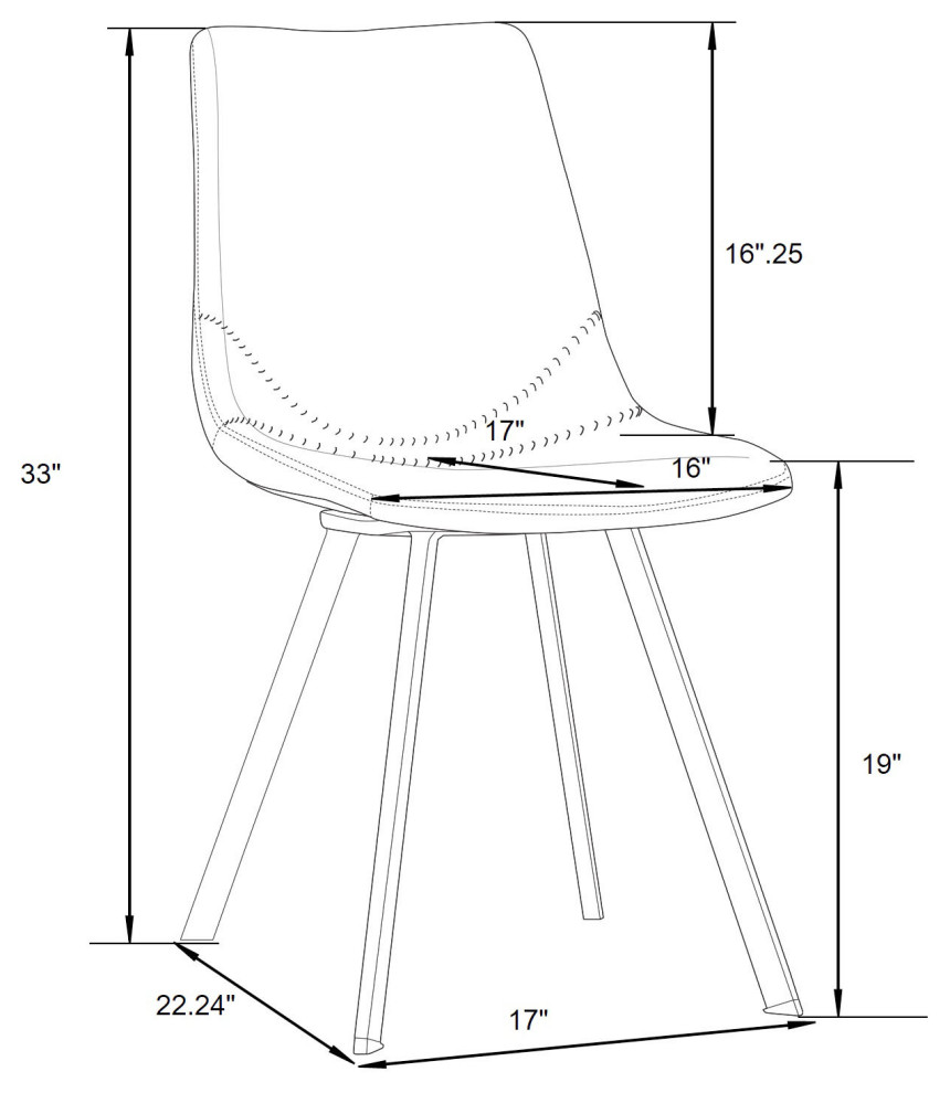 Markley Modern Leather Dining Chair With Metal Legs   Transitional   Dining Chairs   by LeisureMod  Houzz