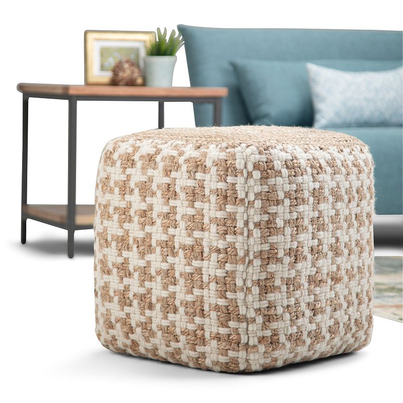 Simpli Home Cullen Transitional Cube Pouf