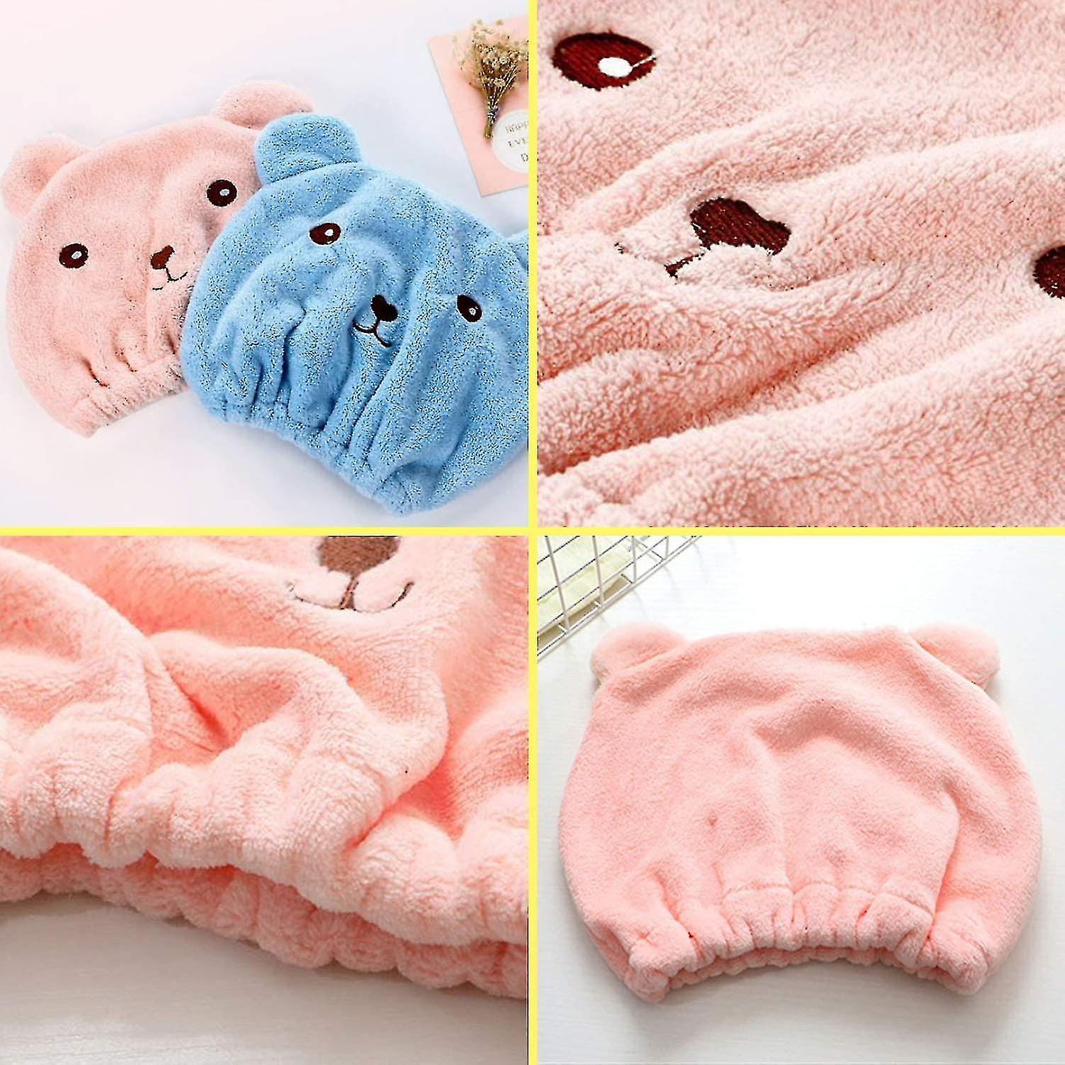 2pcs Dry Hair Hat Hair Towel Microfiber Hair Towel Absorbent Turban Hand Towels