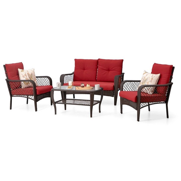 4pc Outdoor Conversation Set With Loveseat Chairs amp Coffee Table Captiva Designs