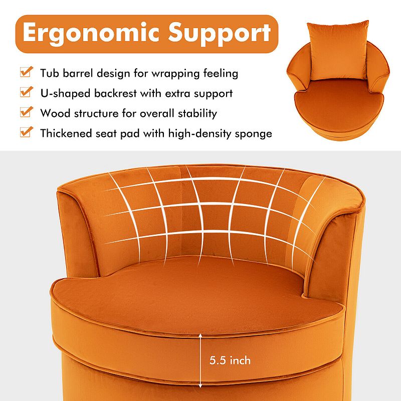 Modern 360 Swivel Barrel Chair with No Assembly Needed-Orange