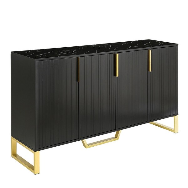 sideboard with Four Doors Metal Legs and Adjustable Shelves