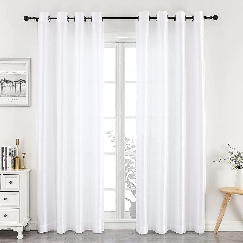 Kate Aurora Artisan Lightweight Transparent Faux Silk Sheer Grommet Single Curtain Panel