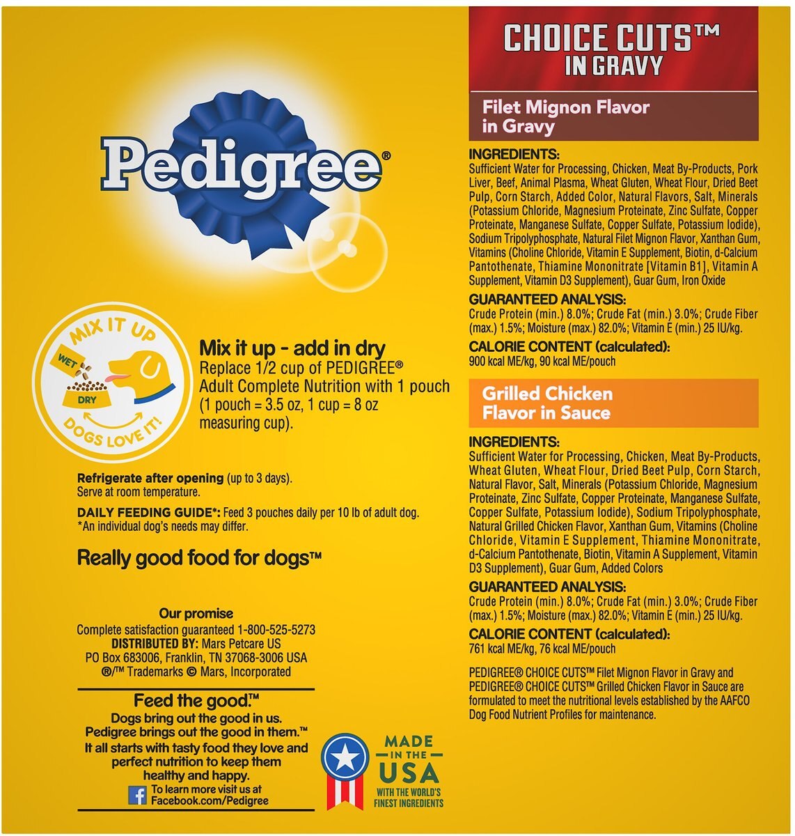 Pedigree Choice Cuts Variety Pack Grilled Chicken and Filet Mignon Flavor Wet Dog Food