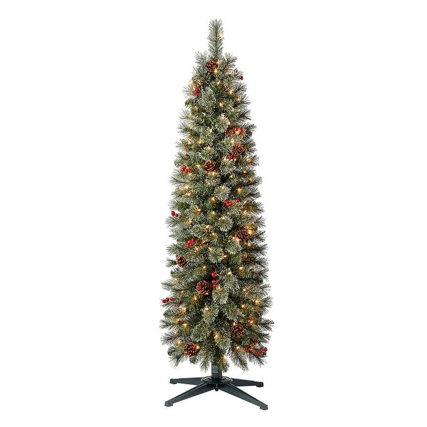 Home Heritage Stanley 5' PreLit Artificial Christmas Tree，Pine Cones and Berries