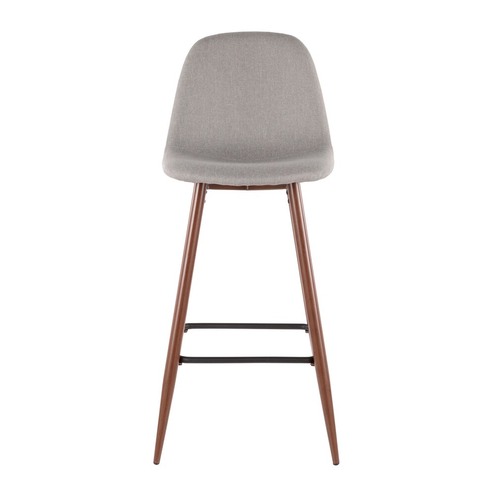 Lumisource Barstool in Walnut Metal and Light Grey Fabric  Set of 2   19\