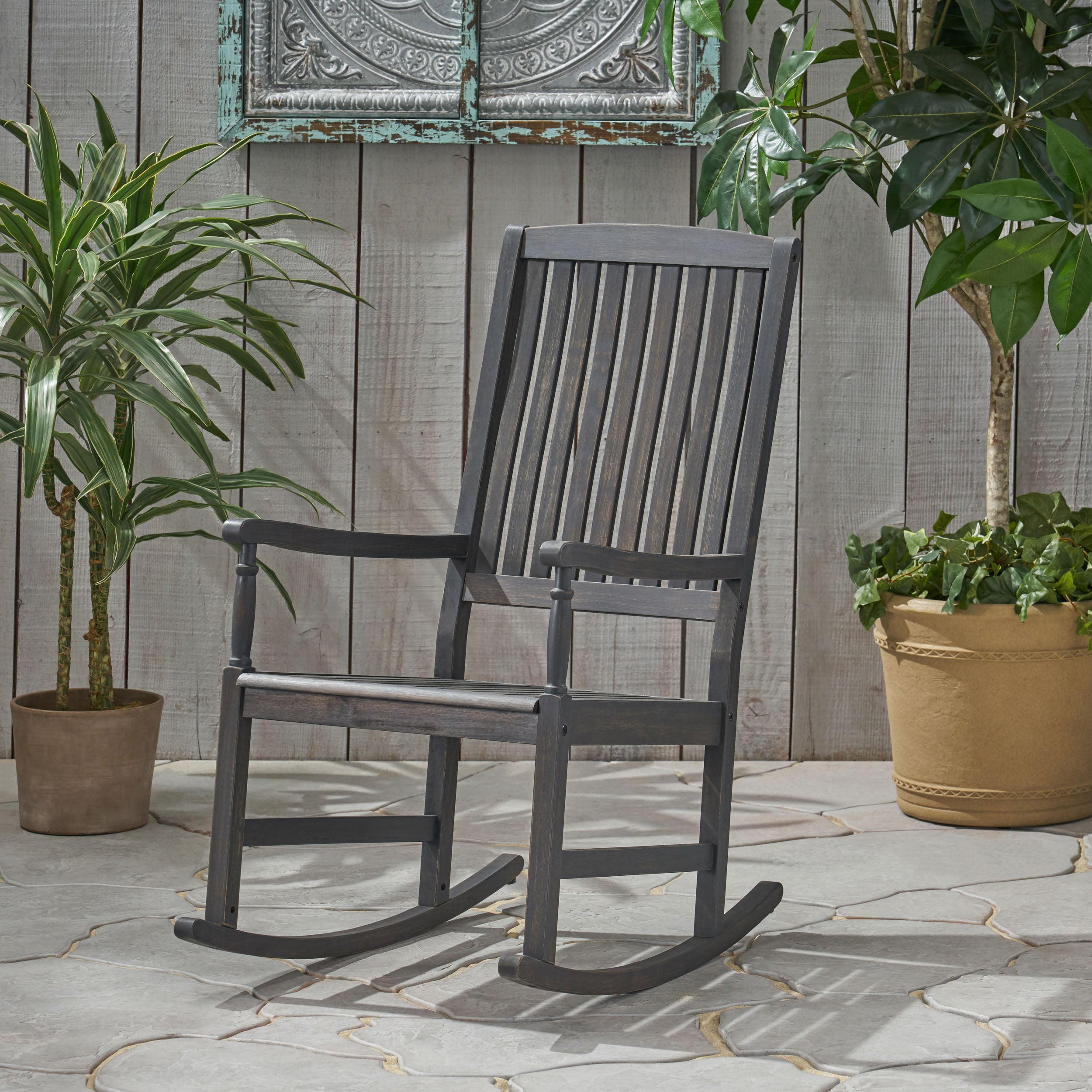 Myrna Outdoor Acacia Wood Rocking Chair