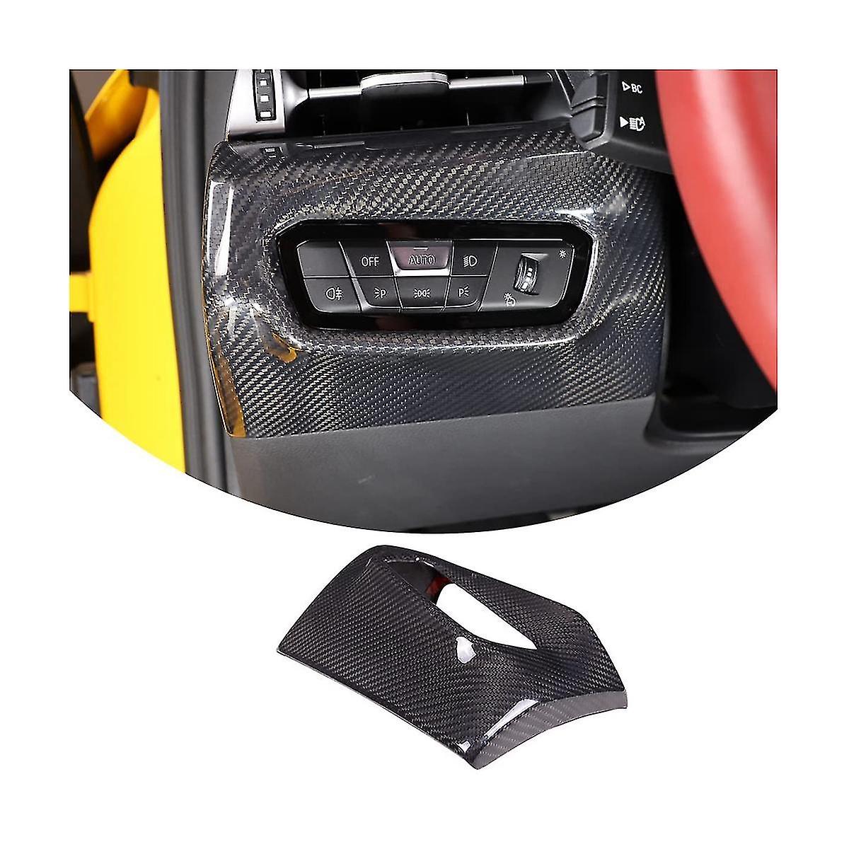 Car Headlight Switch Decorative Frame Sticker Carbon Fiber For 2019-2022 Interior Accessories