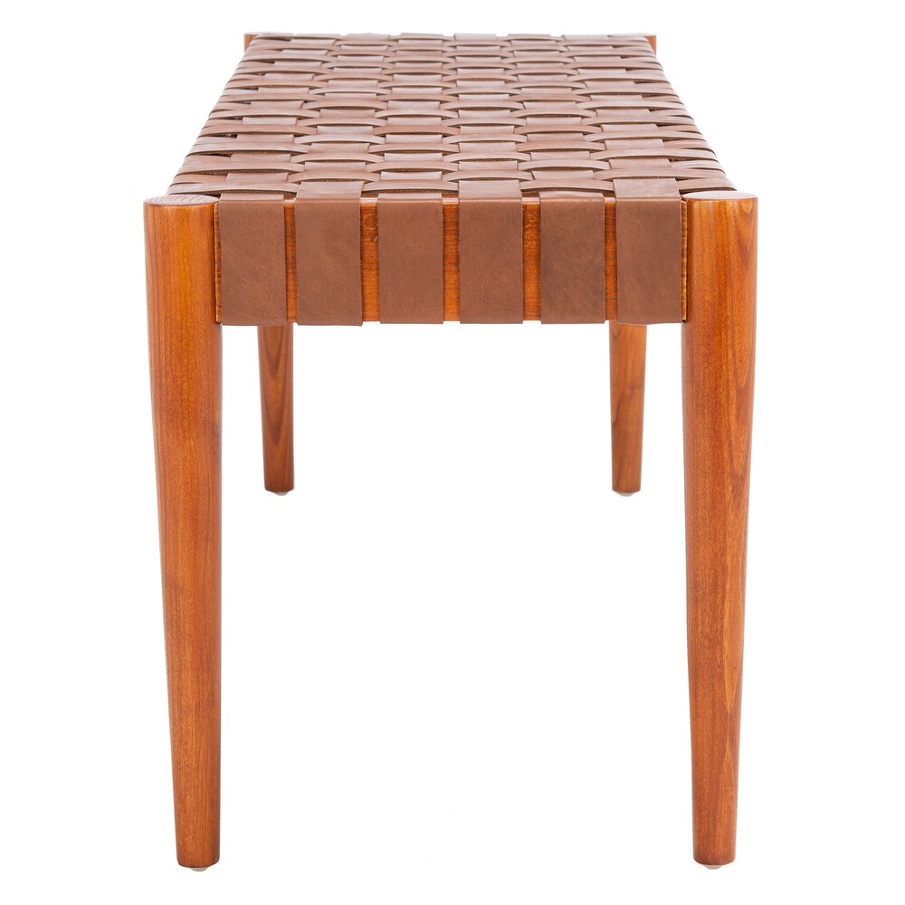 SAFAVIEH  Amalia Wood and Leather Bench.