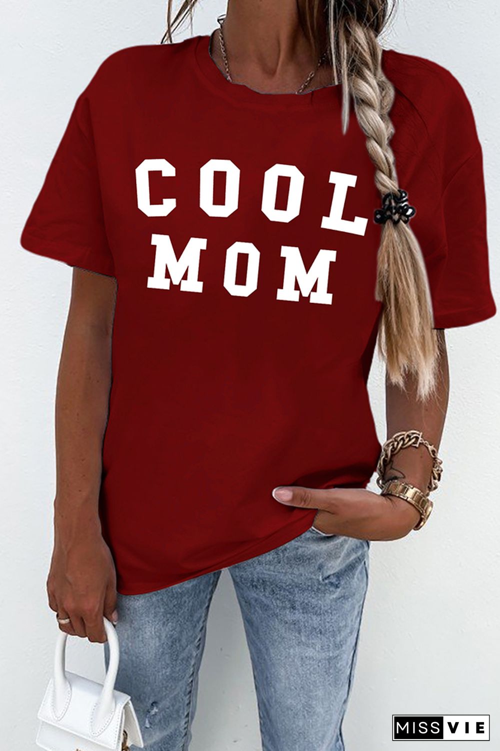 COOL MOM Print Graphic Tees for Women Wholesale Short Sleeve T shirts Top