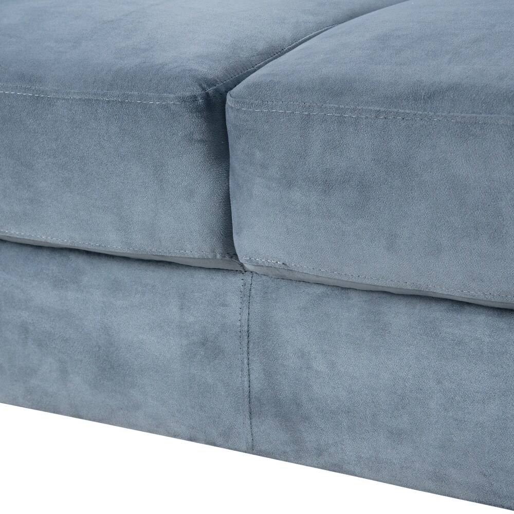 3 Seater/ Loveseat/ Single Sofa Chairs  Linen Fabric Upholstered Couch with Removable Cushions for Living Room  Blue Grey