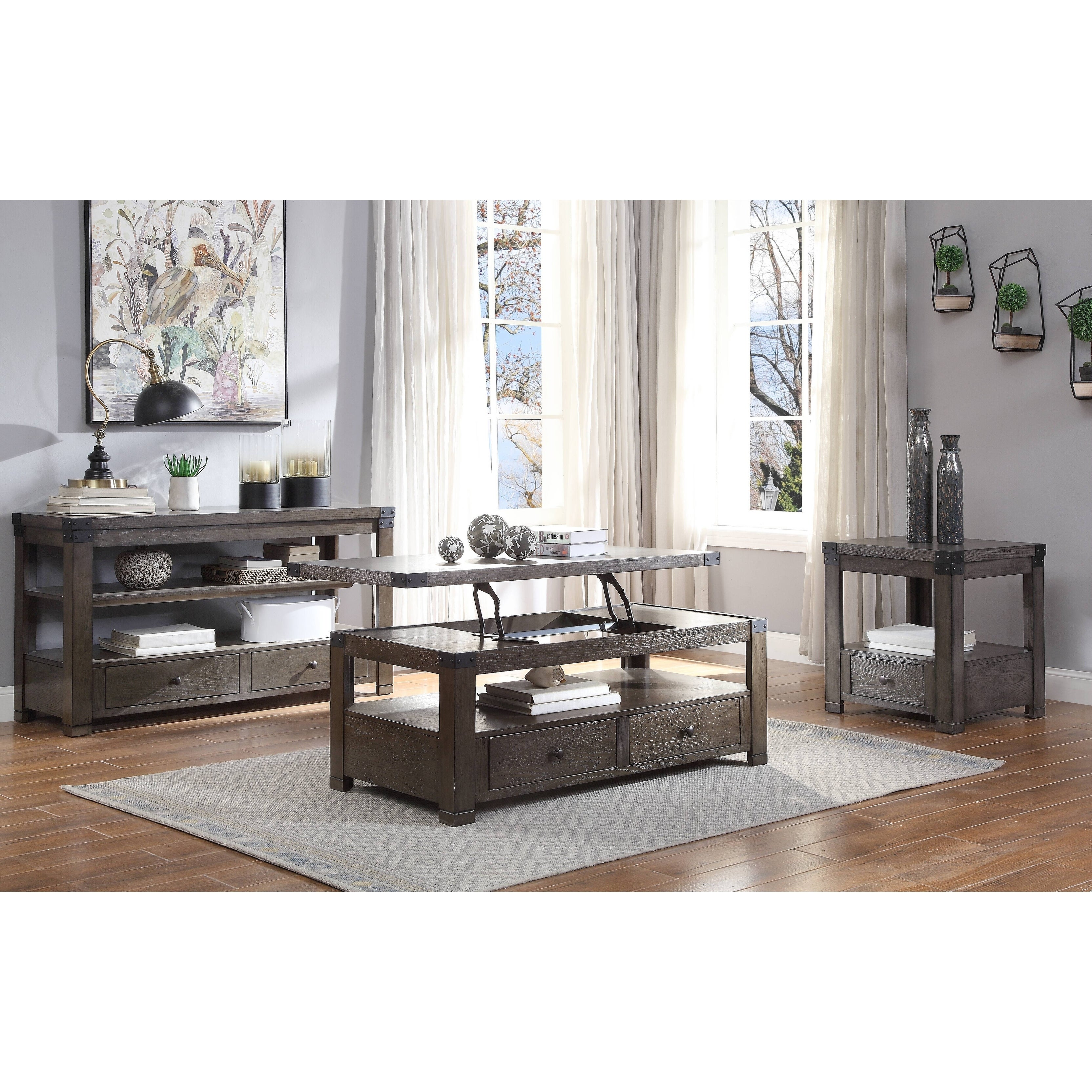 ACME Melville End Table in Ash Gray