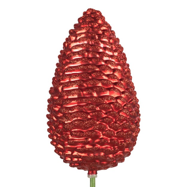 Vickerman Red Matte Glitter Pinecone Aritificial Christmas Stick