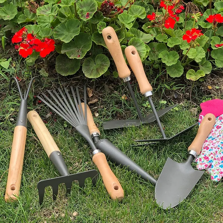 one99 plants garden hand tools set wholesale 7pcs floral wooden gardening tool gift set