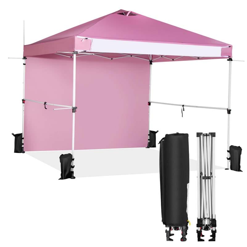 10 x 10 FT Pop Up Canopy Tent Commercial Instant Tent with Removable Sidewall, Carry Bag, Banner Strip