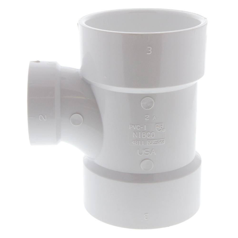 NIBCO 3 in. x 3 in. x 2 in. PVC DWV All Hub Sanitary Tee Fitting C4811HD332