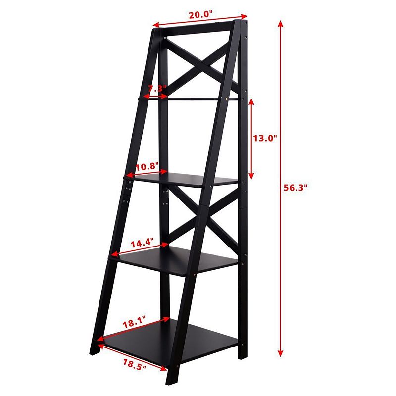 4-Tier Leaning Free Standing Ladder Shelf Bookcase