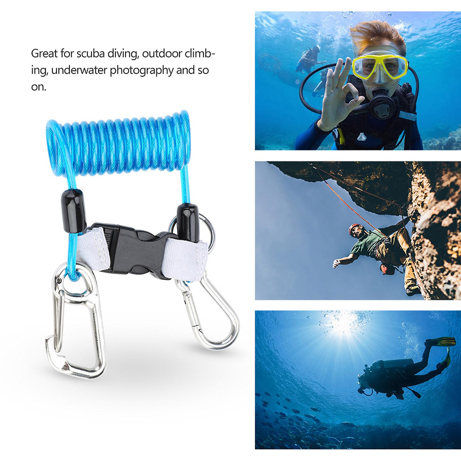 Keep Diving Anti Lost Spring Coil Lanyard Safety Emergency Tool With Quick Release (blue)