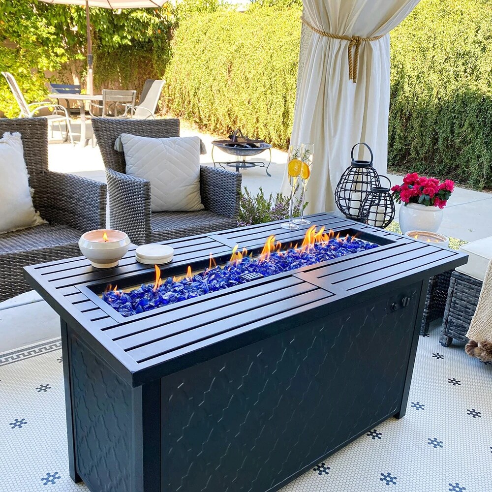 Metal/ Glass 50 000 BTU Rectangular / Square Fire Pit Table