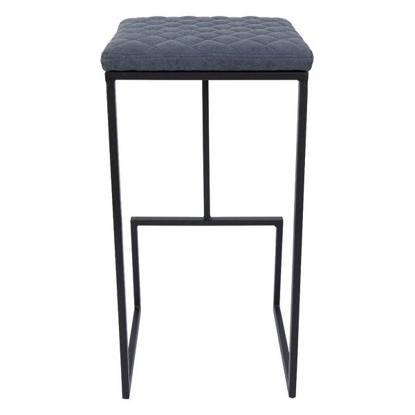 LeisureMod Quincy Modern Leather Barstool With Metal Frame Set of 2 - 29-Inches