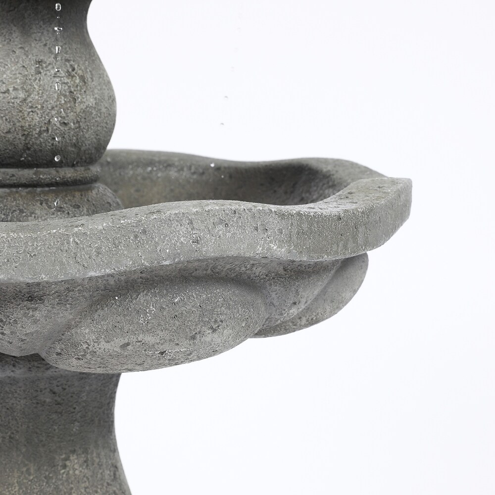 57 Inch Gray Resin 3 Tier Round Outdoor Garden Fountain