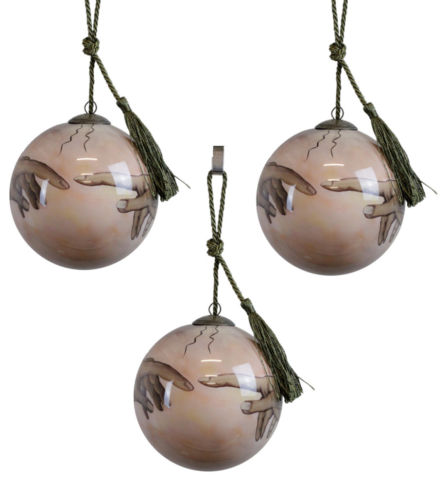 Creation of Adam Glass Ornament Collection  Set of 3   Traditional   Christmas Ornaments   by overstockArt  Houzz