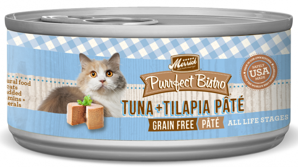 Merrick Purrfect Bistro Tuna and Tilapia Pate Grain Free Canned Cat Fo