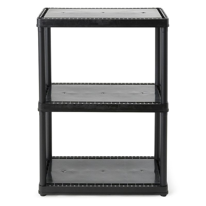 Gracious Living 3 Shelf Fixed Height Solid Light Duty Resin Storage Unit， Black