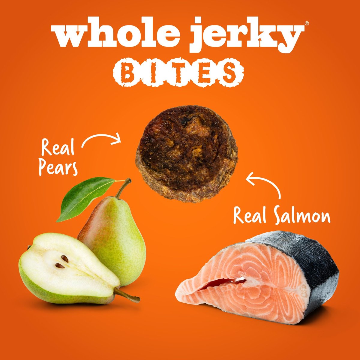 Fruitables Whole Jerky Bites Alaskan Salmon and Pear Dog Treats， 5-oz bag