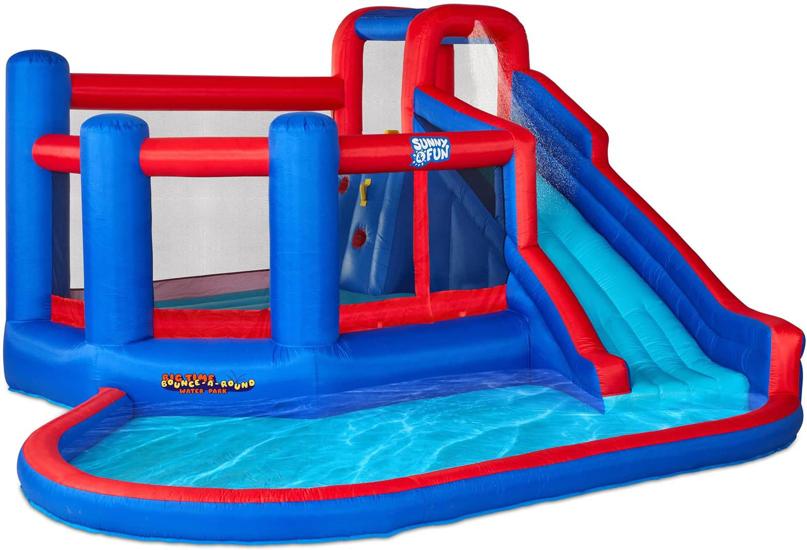 Sunny & Fun Inflatable Water Slide, Blow up Pool & Bounce House for Child - Blue